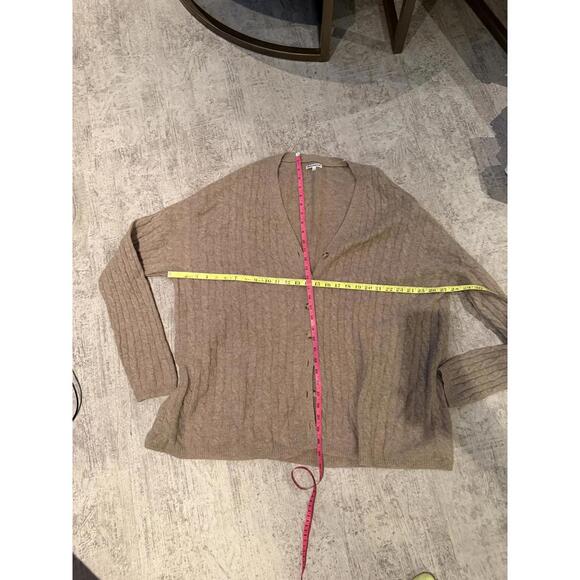 Reformation Giusta Oversized Beige Brown Cashmere Cable Knit Cardigan L - Picture 2 of 6